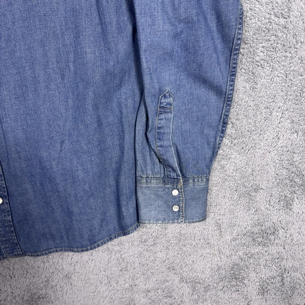 Levis Shirt Mens XXL 2XL Denim Pearl Snap Cowboy Western Barstow Medium Wash
